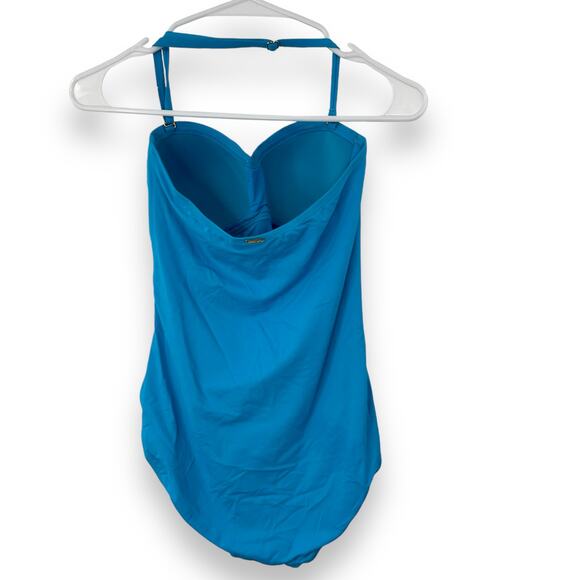 NEW Anne Cole Twist Front Halter One Piece Swimsuit Size 6 Cerulean Blue Bandeau - Picture 11 of 12